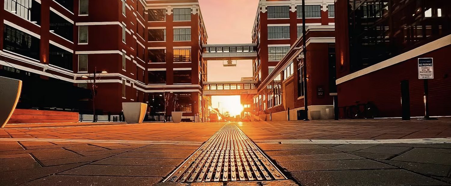Electric Works campus at sunset, Fort Wayne, Indiana